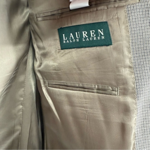 Lauren Ralph Lauren Sport Coat size 42L Jacket Blazer 2 Button tan micro-plaid - Picture 8 of 13